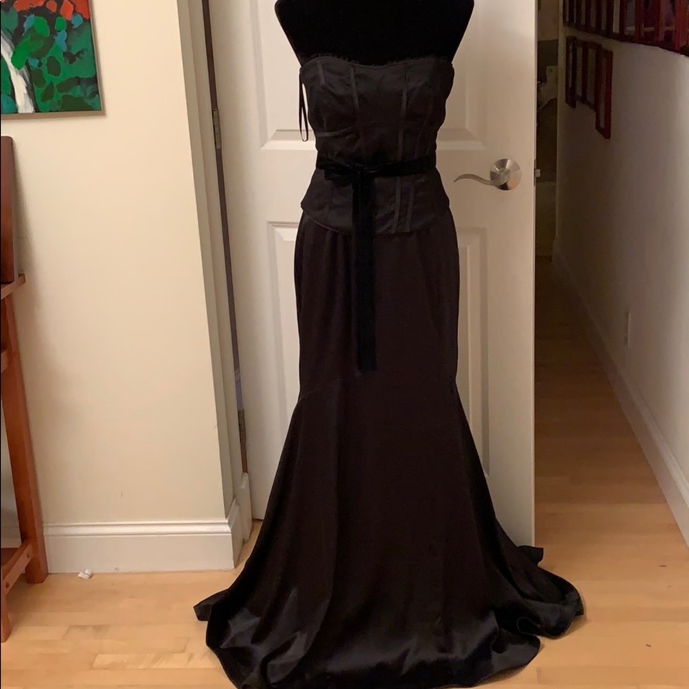 White House Black Market strapless corset gown